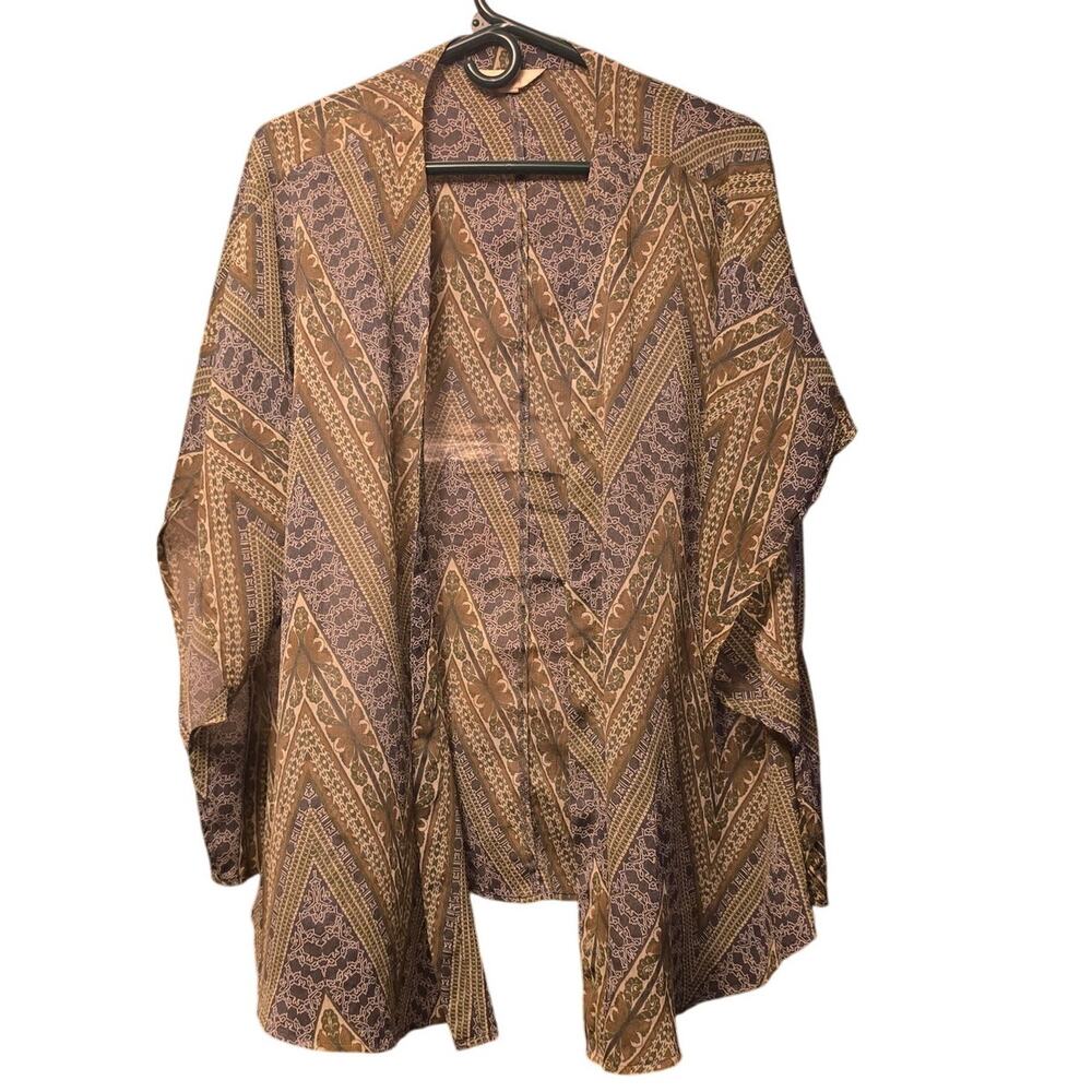 Sun & Shadow green print semi sheer coverup size large
